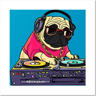 Pug DJ Cartoon Posters and Art